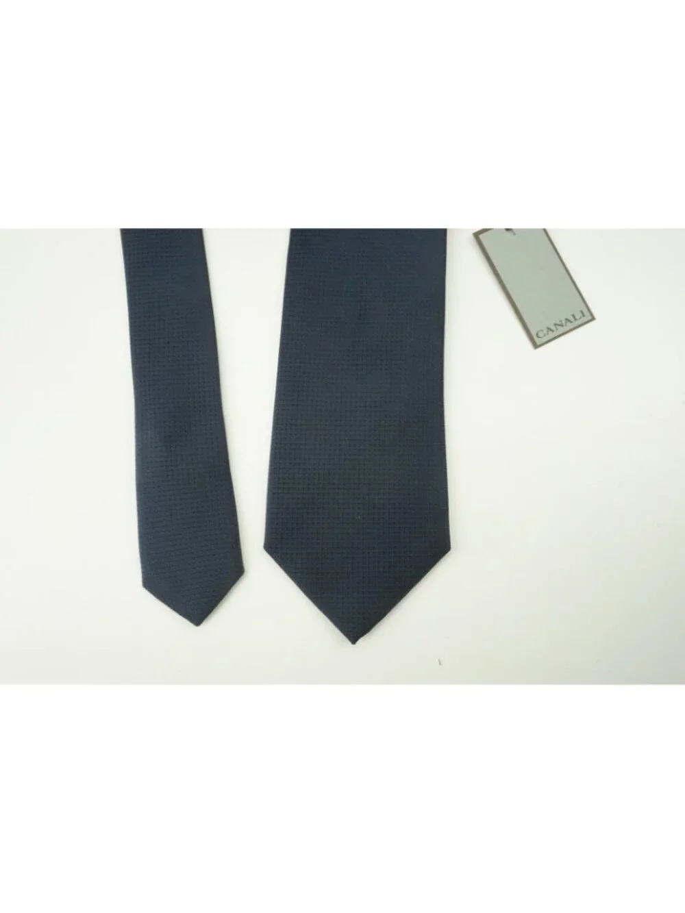 Canali Solid Navy Blue Woven 100% Silk Tie Brand New With Tags
